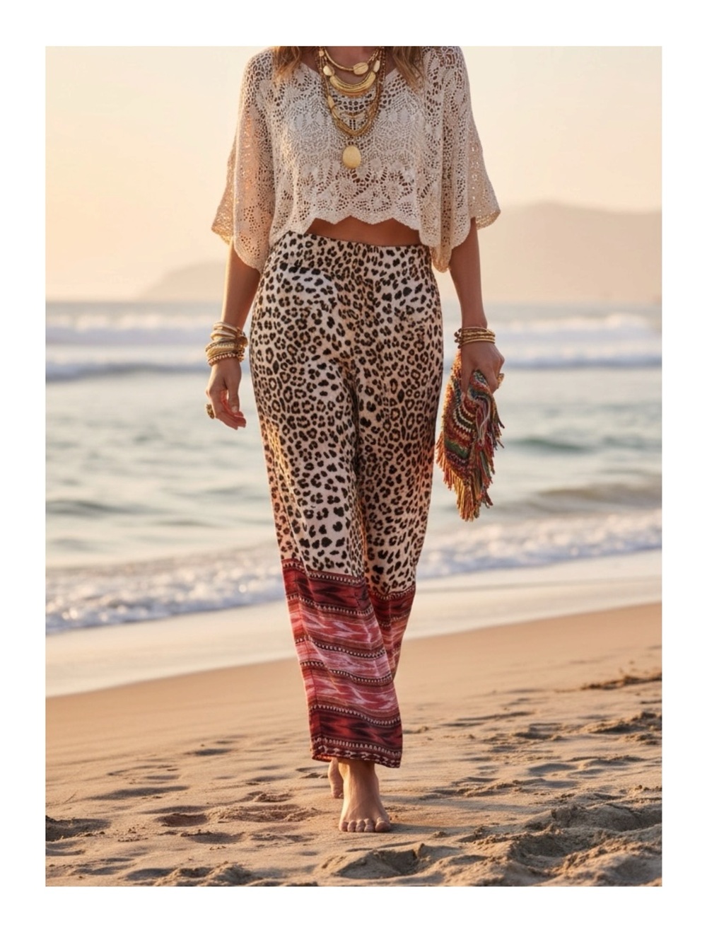 new Kobi Halperin 𑁍 Silk Leopard Print Wide Leg Pant 𑁍 Hibiscus Contrast 𑁍 M - Picture 2 of 16